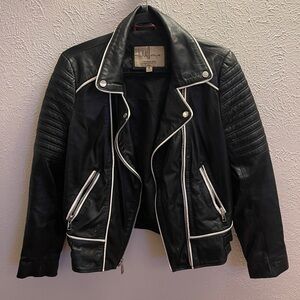 Wilsons Leather Black Jacket with White Detailing